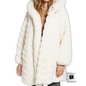 GALLERY Grooved Faux Fur Hooded Jacket